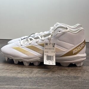 Adidas Men's 12 Adizero Impact.2 MD Football Cleats White Gold IF5106 NEW